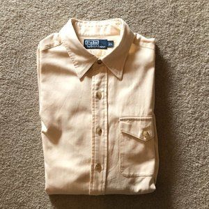 Polo Ralph Lauren Yellow Flannel Cotton Shirt - Size: Large
